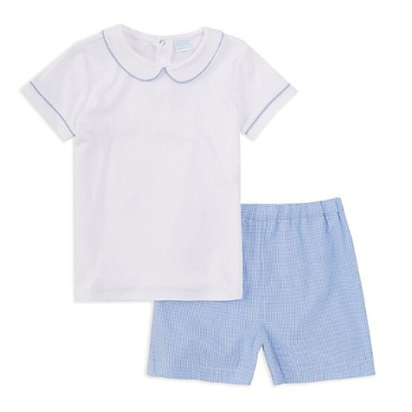 Edgehill Collection Piped Collar Knit Top Gingham Shorts Set Baby Boy Sz 18 Mos - Picture 1 of 7